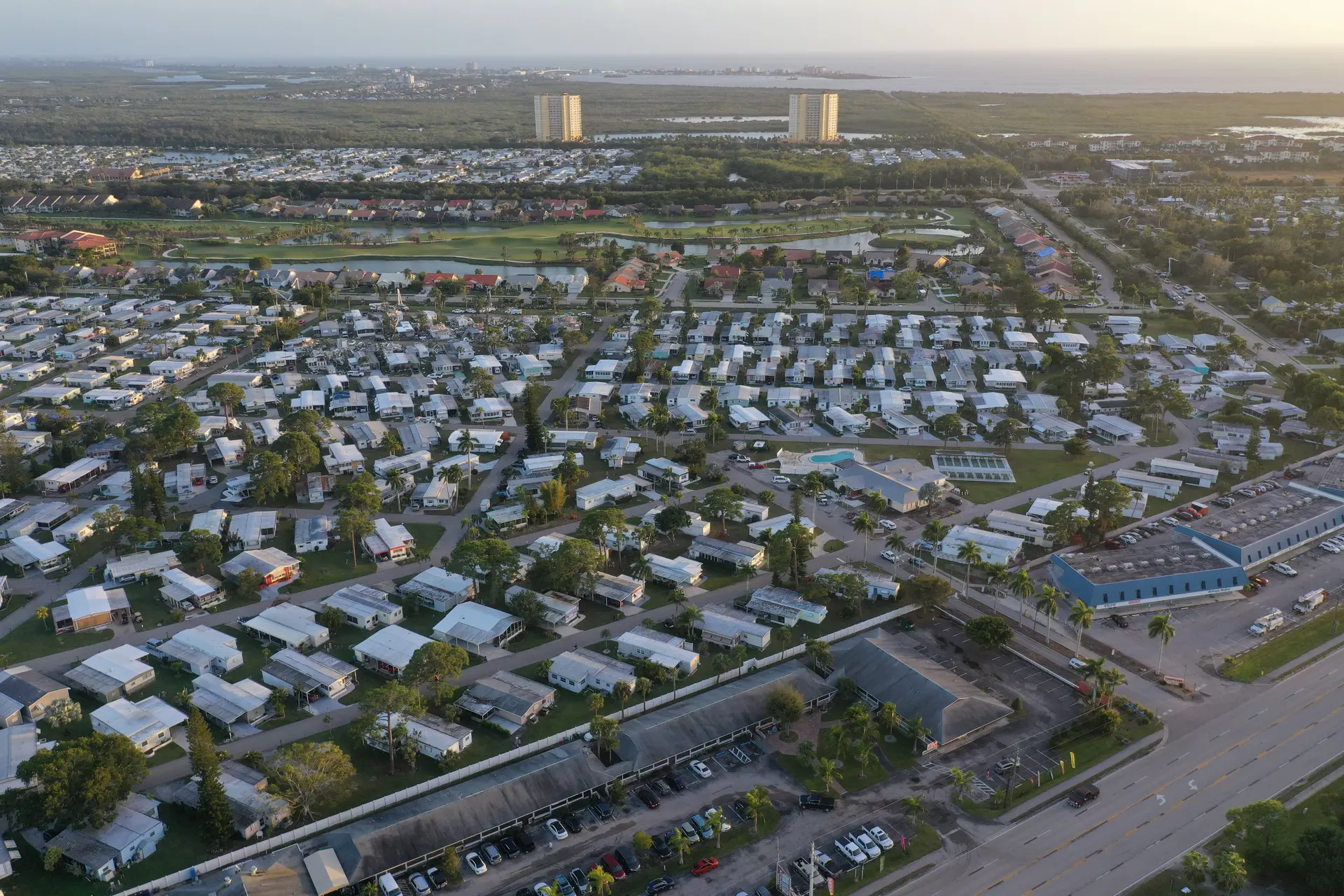 Aerial view of Fort Myers Beach, FL
